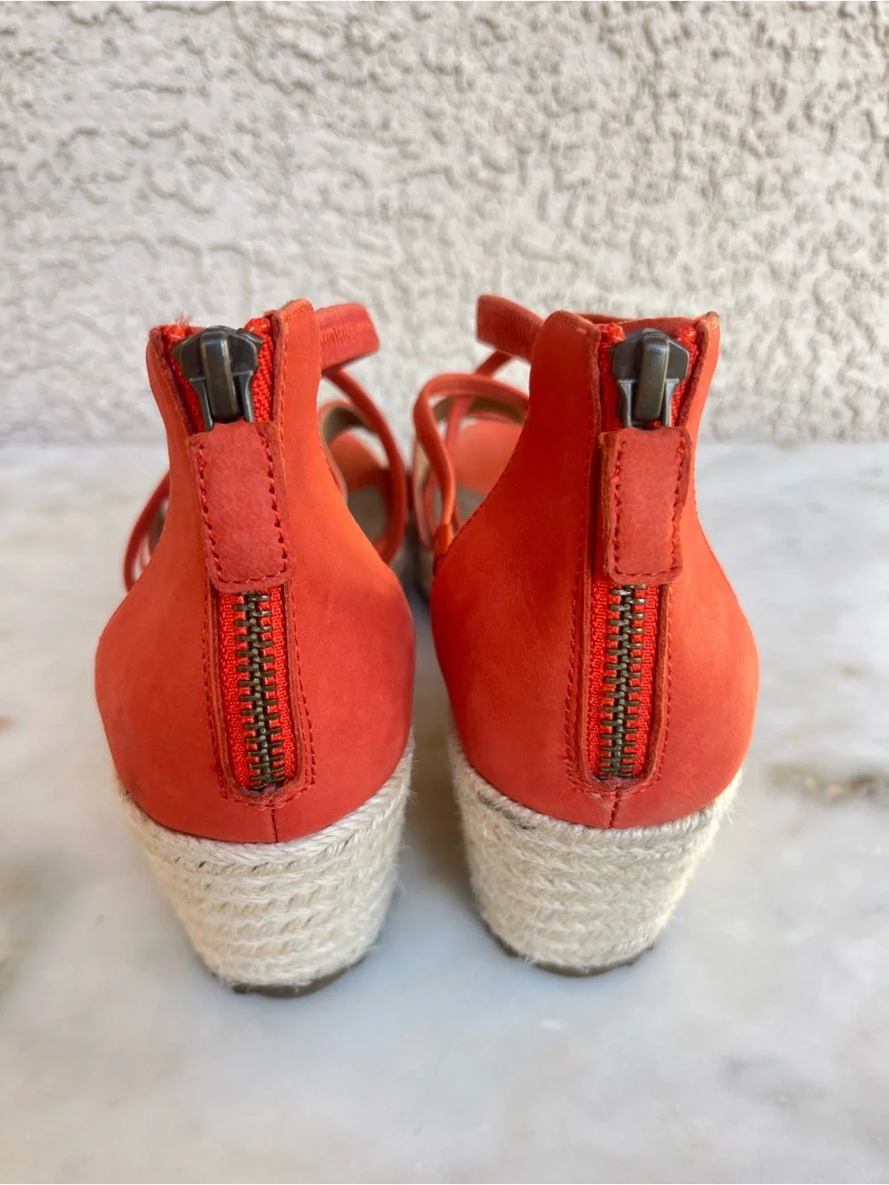 Eileen Fisher Orange sandal wedges espadrilles 8.5